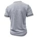 Men's Clothing Men's Round Neck Waffle Henry Short Sleeved T Shirt Men's Button Up Contrast Color Bright Line Bottoming Shirt_viptrois.com