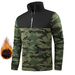 Men's Fleece-Lined Camo Half-Zip Sweatshirt - Winter Stand Collar Pullover, Soft Velvet Interior, Trendy Streetwear (Black/Camo Green/Khaki)_viptrois.com