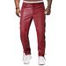 Men's Clothing leather pants men's straight pants large size men's pu leather pants motorcycle trousers_viptrois.com