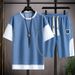 Men's Summer Two-piece Suit Korean Style Fashion Trend Teenagers Loose Trendy Brand Embroidered Short-sleeved T-shirt Shorts_viptrois.com