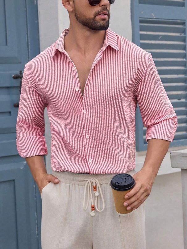 Men's Autumn And Winter Shirt Breathable Cotton Long Sleeved Plaid Shirt Men's Casual Slim Top Shirt Jacket_viptrois.com