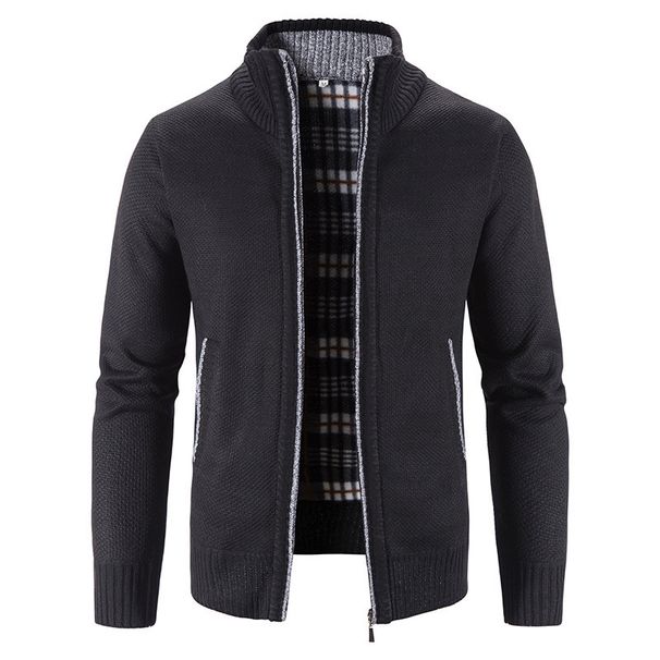 Knitted Cardigan For Men, Long-sleeved Warm Jacquard Casual Stand-up Collar Thick Sweater For Men In Autumn And Winter_viptrois.com