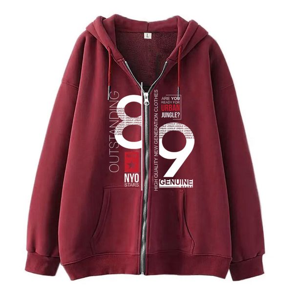 Men's Clothing Trendy And Simple Design With Digital And Alphabet Printed Zippered Sweatshirt, Casual Loose Sweatshirt Cardigan Jacket_viptrois.com