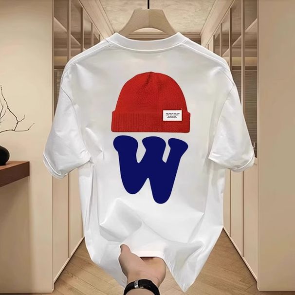 Men's Clothing Short Sleeved Ins Pure Cotton Summer New Men's Printed T Shirt Trendy Men And Women All Match Round Neck T Shirt Men_viptrois.com