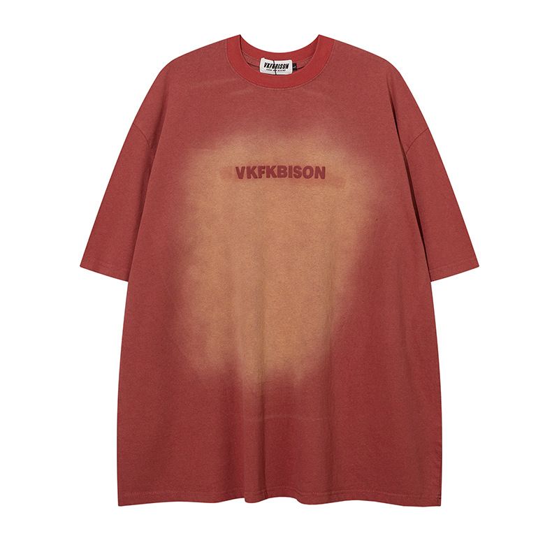VK Men's Clothing | Summer Heavyweight Fashion Brand Retro English Words Men's T-shirt Retro Distressed Loose Short Sleeve T-shirt Men/Women_viptrois.com