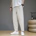 Men's Clothing Summer New Chinese Style Men's Solid Color Cotton And Linen Loose Nine Point Pants Youth Fashion Trend Casual Sports Pants_viptrois.com