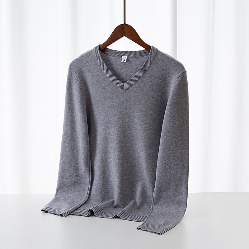 Essential V-Neck Knit Sweater - Breathable & Stretchable Ribbed Hem Pullover (Multiple Colors) Fashion Trends_viptrois.com