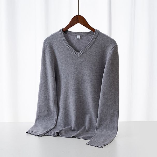 Essential V-Neck Knit Sweater - Breathable & Stretchable Ribbed Hem Pullover (Multiple Colors) Fashion Trends_viptrois.com