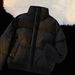 Vintage Short Puffer Jacket For Men - Starry Night Design Stand Collar Winter Coat, Punk Streetwear, Oversized Fit_viptrois.com