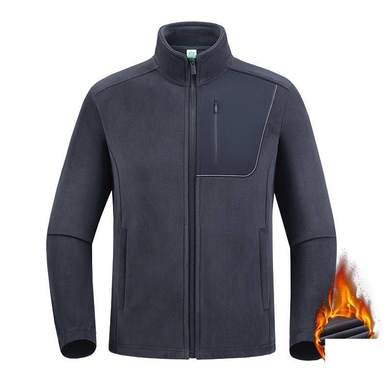 Men's Retro Fleece Jacket - Outdoor Thermal Base Layer With Stand Collar & Zip Front (Dark Grey/Black/Denim Blue/Army Green/Forest Green)_viptrois.com