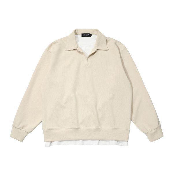 Loose Casual Turn-Down Collar Sweatshirt Pullover Two-Piece Men's Spring And Autumn American Street Fashion Solid_viptrois.com