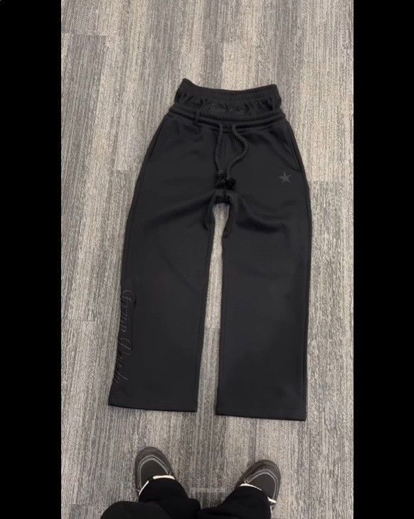Men's Clothing Double Waistband Embroidered Sweatpants Men And Women Trendy High Street Trousers Fake Two Piece Pants Loose Wide Leg Pants_viptrois.com