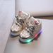 Cartoon Bright Diamond Flash Shoes Boys And Girls Leather Breathable Luminous Sneakers Girls Princess Shoes_viptrois.com
