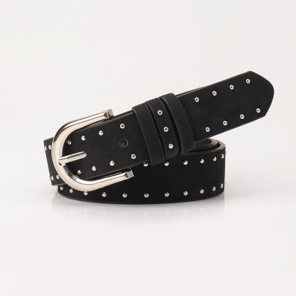 Solid Color Rivet Women, Niche High-End Punk Style Belt, Fashionable Versatile Belt For Dresses And Jeans_viptrois.com