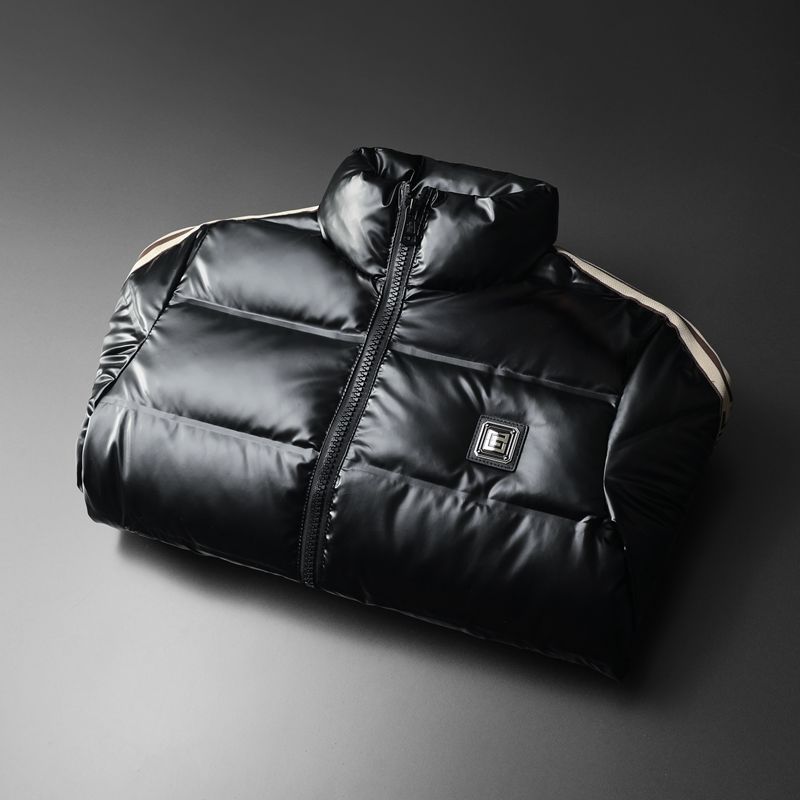 new Winter Light Luxury Tide Brand Stand Collar Hatless Down Jacket Slim European Station Men's White Eiderdown Warm Coat_viptrois.com