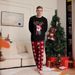 Christmas Fawn Snowflake plaid family Christmas print home suit set_viptrois.com