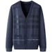 Men's Velvet-Touch V-Neck Sweater Coat - Thickened Winter Casual Jacket, Soft Fleece Lining, Relaxed Fit (8976 Brown/Dark Gray/Blue-Gray, L-3XL)_viptrois.com