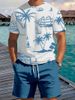 Men's Clothing Short Sleeved Shorts Fashion Casual Men's Short Sleeve T-Shirt & Shorts Set - Tropical Palm Tree Print Beach Vacation Outfit For Summer_viptrois.com