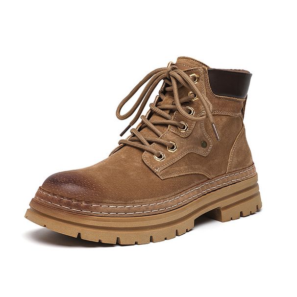 The Style Does Not Kick Badly. Medium-top Martin Boots, Tooling Shoes, High-top Cotton Shoes, Thickened Men._viptrois.com