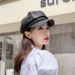 New Autumn Winter Octagonal Men And Women All-match PU Leather Beret Korean Version Outdoor Casual Hat_viptrois.com