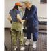 Color Contrast Patchwork Overalls Men's Pocket Suspenders Casual Denim Pants_viptrois.com
