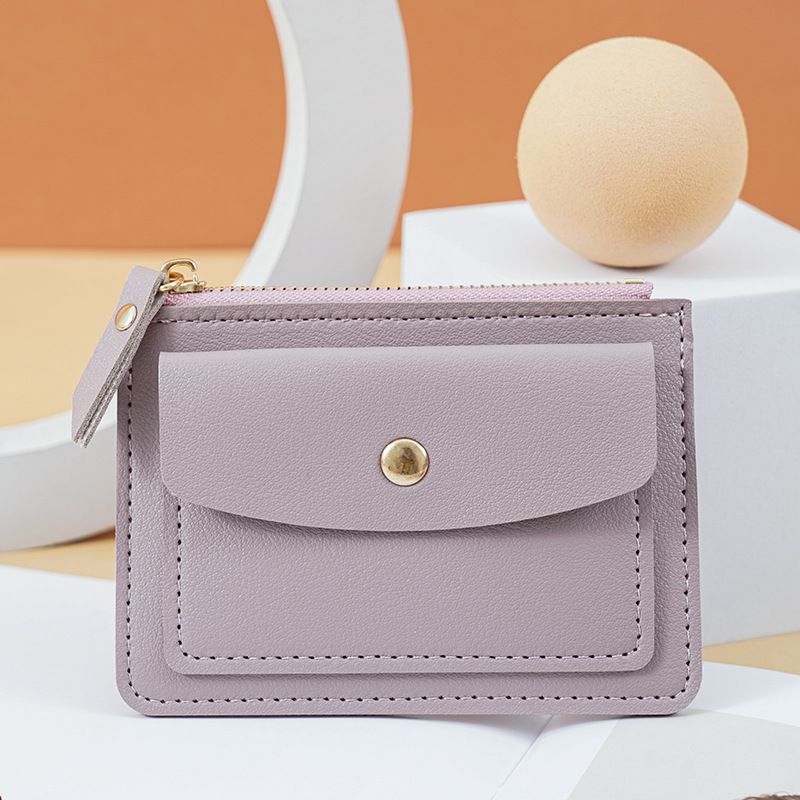 Wallet Card Cases Ladies Multifunctional Card Holder Short Stylish Simple Coin Holder Zipper Buckle Card Holder Coin Clip_viptrois.com