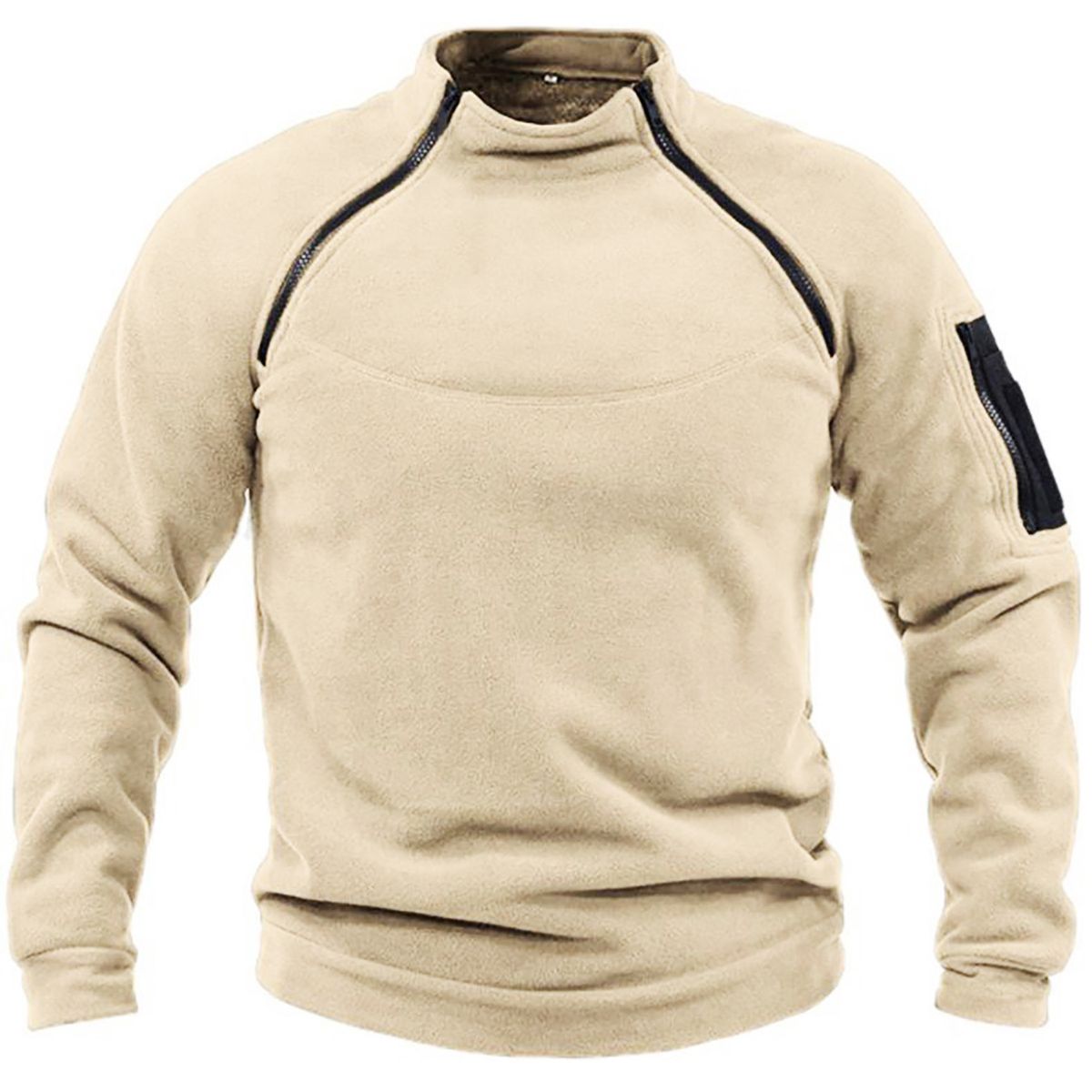 Men's Clothing Stand Collar Long Sleeve Pullover Personality European And American Style Casual Coral Fleece Jacket Men_viptrois.com