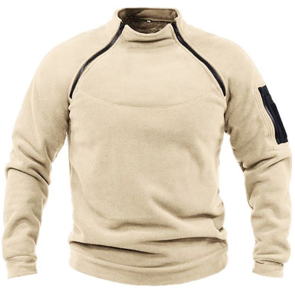 Men's Clothing Stand Collar Long Sleeve Pullover Personality European And American Style Casual Coral Fleece Jacket Men_viptrois.com