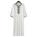Men's Clothing Islamic Men's Short Sleeved Embroidered Moroccan Loose Ethnic Style Arab Robe_viptrois.com