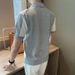 Men's Clothing Summer New Color Matching Short Sleeved Sweater Men's Polo Shirt V Neck Slim Fit Senior Business T Shirt_viptrois.com