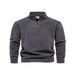 2025 Fashion Outerwear Men's Stand Collar Half Zipper Pure Color Long Sleeve Straight Type Fleece Sweatshirts_viptrois.com