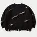 2026 Fashion Hip-Hop Knitwear Pullovers Youth/Men Polyester Round Collar Alphabetic Jacquard Broken Hole Do Old Frayed Edges Long Sleeve Sweater_viptrois.com