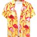 Men's Flamingo Print Casual Shirt - Short Sleeve Hawaiian Style Resort Wear, Breathable & Stretchable_viptrois.com