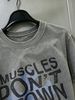 100% Cotton Washed Vintage Men's 3-Pack T-shirts Muscles Don't Crown The King Quote Print Crew Neck Short Sleeve Casual Tops In Gray Brown Light Gray_viptrois.com