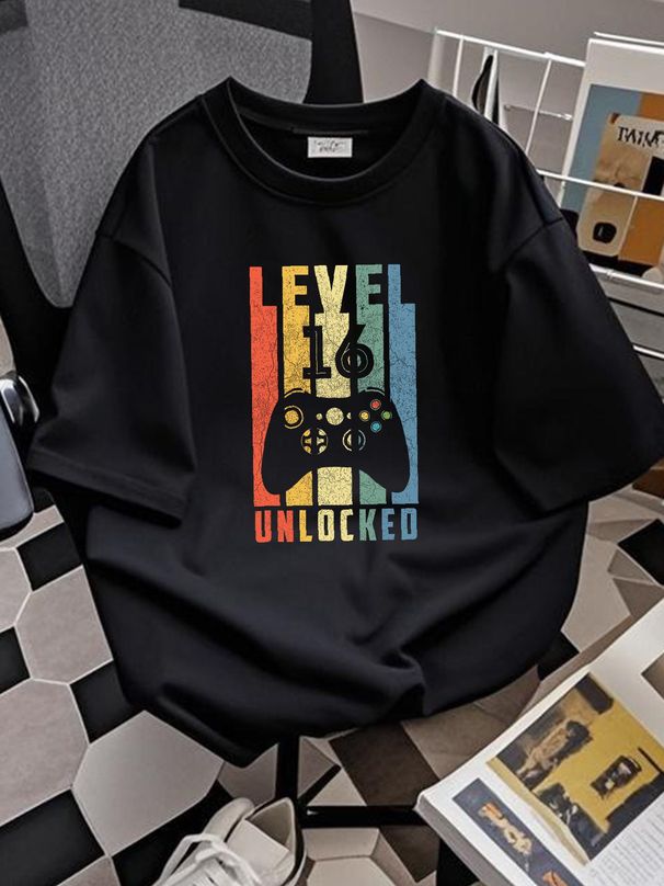 NEW Limited Level 16 Unlocked 16th Video Gamer Unisex T-shirt USA S -XXL Fashion Soft Streetwear Stretched Summer Graphic Slightly_viptrois.com