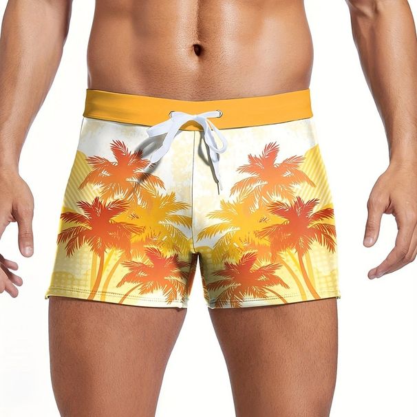 Men’s Clothing New Fashion Coconut Tree Print Men's Boxer Beach Swimming Trunks_viptrois.com