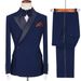 Men's Clothing Black Business Casual Suit Groom Best Suit Two Piece Suit_viptrois.com