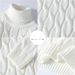 Men's Chunky Knit Sweater With Cable Pattern, Long Sleeve Pullover For Autumn & Winter, Casual Loose Fit, Crew Neck, Machine Washable_viptrois.com
