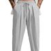 Breathable Cotton-Blend Drawstring Waist Wide-Leg Pants For Men, Comfortable Loose Fit Casual Trousers With Pockets_viptrois.com