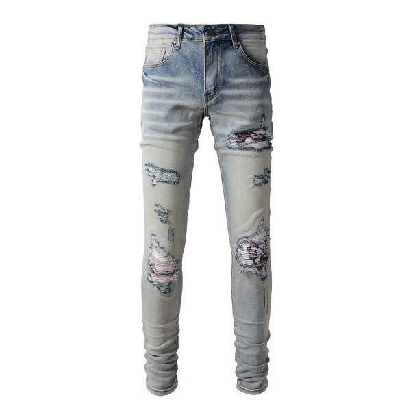 Cross-Border European And Jeans Slim Fit Stretch Trend Ripped High Street American Style Men's Pants 839_viptrois.com