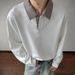 Houndstooth Collar Long Sleeve T-Shirt Men's Summer Trendy Brand High-End Polo Sweatshirt American Retro Base Shirt_viptrois.com
