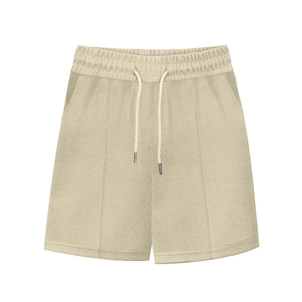2024 Summer New Cross-border European And American Foreign Trade Casual Waffle Shorts Solid Color Five-point Pants Independent Station Men_viptrois.com