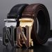Men's Leather Belt Automatic Buckle Belt New Style Leather Letter Buckle Belt Fashionable All Match_viptrois.com
