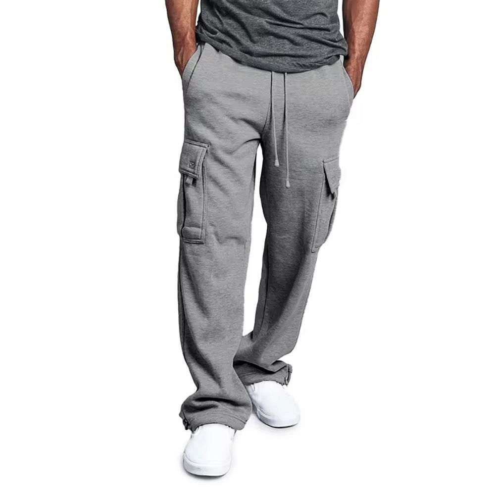 Men's Cargo Pants Workwear Casual Jogger Pants With Big Pockets, Loose Fit Straight Leg Trousers For Outdoor Sports & Daily Wear_viptrois.com