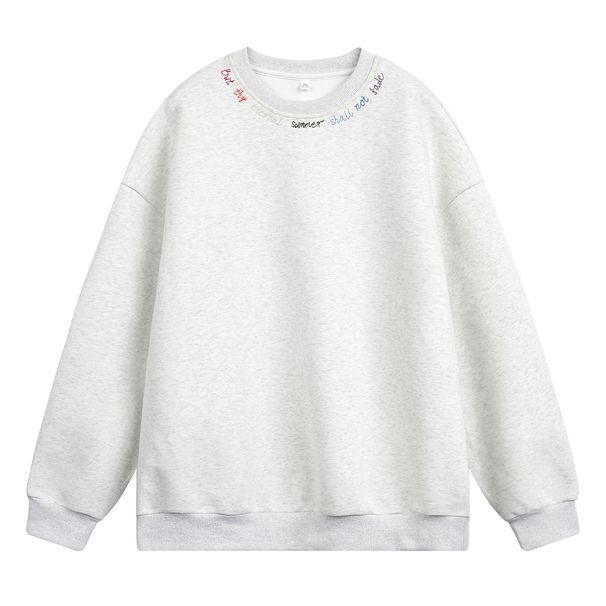 Monochrome Man- 380G Heavyweight Crew Neck Sweatshirt Autumn New Color Block Rainbow Letter Embroidery Oversized Texture Pullover Jacket_viptrois.com