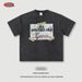 Men's Clothing Retro Simple White Ink Printed Heavy Tee Loose And Handsome Short Sleeved T Shirt For Men_viptrois.com