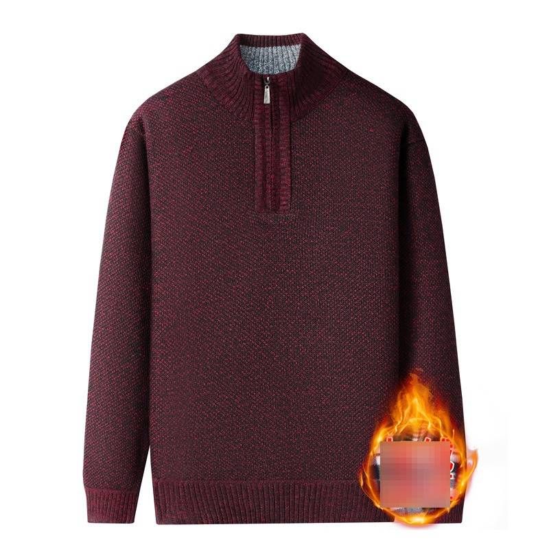 Classic Velvet-Lined Cardigan For Men – Thick Winter Sweater (Light Gray/Dark Gray/Dark Blue/Dark Red/Brown, M-3XL)_viptrois.com