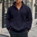 Retro Casual Stand-up Collar Zipper Pullover Loose Knitted Heavyweight Jacquard Patchwork Autumn And Winter Long-sleeved Sweatshirt_viptrois.com