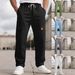 Men's Clothing Sports Casual Long Pants New Linen Multi Pocket Drawstring Sweatpants Cargo_viptrois.com