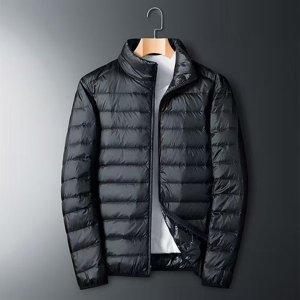 Autumn And Winter Men's Stand-up Collar Printed Light Feather Cotton Jacket, Warm Cotton Jacket, Fashionable Casual Jacket Coat_viptrois.com
